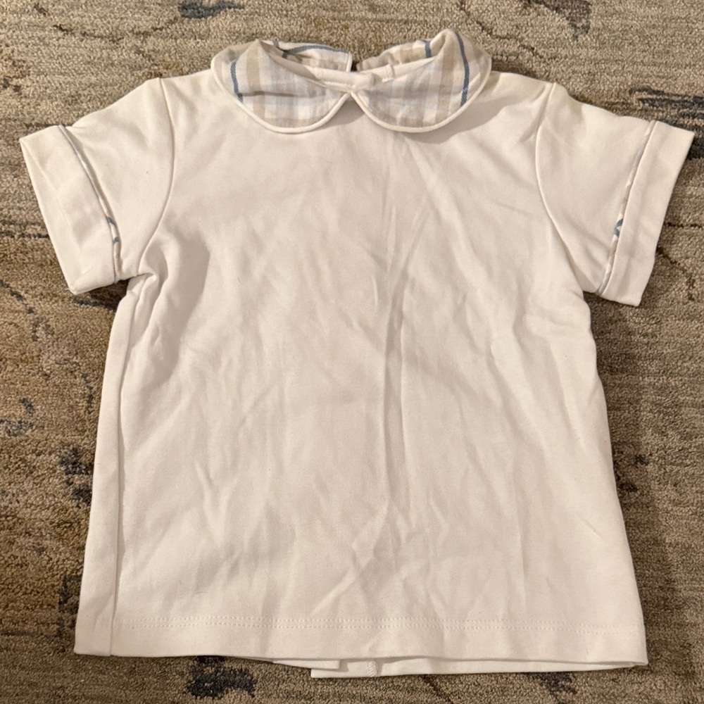 Charming Peter Pan collar boys shirt with Plaid accent